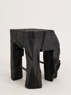  Logniture Rustic Sculptural Side Table Stool Burnt Black Oak Wood Unique Logniture - 3930077