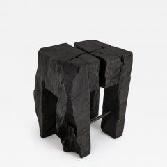  Logniture Rustic Sculptural Side Table Stool Burnt Black Oak Wood Unique Logniture - 3931253