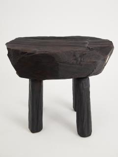  Logniture Rustic Sculptural Side Table Stool Burnt Black Wood Unique Logniture - 3895003