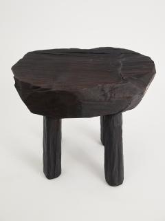  Logniture Rustic Sculptural Side Table Stool Burnt Black Wood Unique Logniture - 3895004