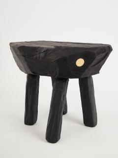  Logniture Rustic Sculptural Side Table Stool Burnt Black Wood Unique Logniture - 3895005