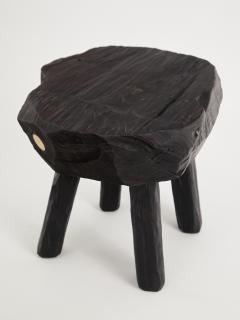  Logniture Rustic Sculptural Side Table Stool Burnt Black Wood Unique Logniture - 3895006