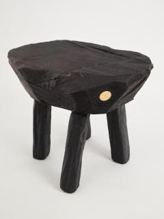  Logniture Rustic Sculptural Side Table Stool Burnt Black Wood Unique Logniture - 3895007