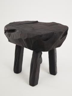  Logniture Rustic Sculptural Side Table Stool Burnt Black Wood Unique Logniture - 3895010