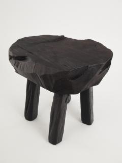  Logniture Rustic Sculptural Side Table Stool Burnt Black Wood Unique Logniture - 3895011