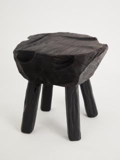  Logniture Rustic Sculptural Side Table Stool Burnt Black Wood Unique Logniture - 3895012