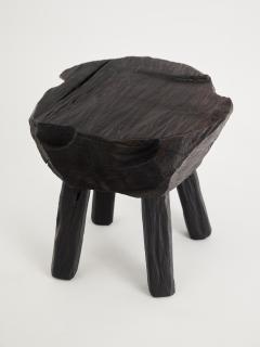  Logniture Rustic Sculptural Side Table Stool Burnt Black Wood Unique Logniture - 3895013