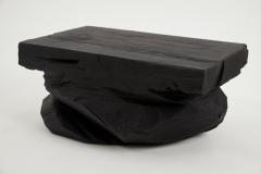  Logniture Rustic Sculptural Side Table Stool Burnt Black Wood carved Unique Logniture - 3895038