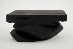  Logniture Rustic Sculptural Side Table Stool Burnt Black Wood carved Unique Logniture - 3895039