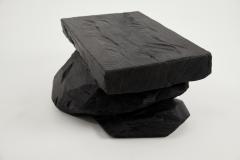  Logniture Rustic Sculptural Side Table Stool Burnt Black Wood carved Unique Logniture - 3895041