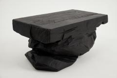  Logniture Rustic Sculptural Side Table Stool Burnt Black Wood carved Unique Logniture - 3895042