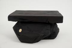  Logniture Rustic Sculptural Side Table Stool Burnt Black Wood carved Unique Logniture - 3895045