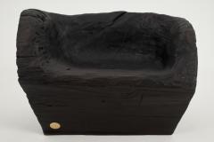  Logniture Rustic Sculptural Stool Burnt Black Wood Carved Unique Logniture - 3895043