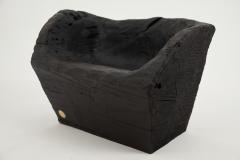  Logniture Rustic Sculptural Stool Burnt Black Wood Carved Unique Logniture - 3895054