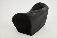  Logniture Rustic Sculptural Stool Burnt Black Wood Carved Unique Logniture - 3895056