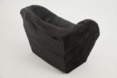  Logniture Rustic Sculptural Stool Burnt Black Wood Carved Unique Logniture - 3895058