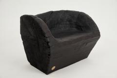  Logniture Rustic Sculptural Stool Burnt Black Wood Carved Unique Logniture - 3895059