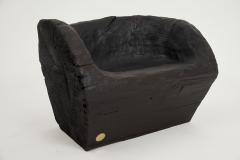  Logniture Rustic Sculptural Stool Burnt Black Wood Carved Unique Logniture - 3895060