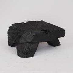  Logniture Rustic Table Side Table Black Hand Carved Burnt Wood Massive Oak - 3318817