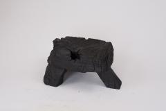  Logniture Rustic Table Side Table Black Hand Carved Burnt Wood Massive Oak - 3318818