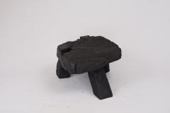  Logniture Rustic Table Side Table Black Hand Carved Burnt Wood Massive Oak - 3318819