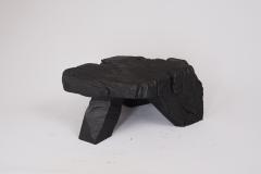  Logniture Rustic Table Side Table Black Hand Carved Burnt Wood Massive Oak - 3318820