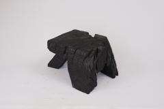  Logniture Rustic Table Side Table Black Hand Carved Burnt Wood Massive Oak - 3318824