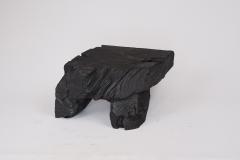  Logniture Rustic Table Side Table Black Hand Carved Burnt Wood Massive Oak - 3318825