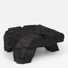  Logniture Rustic Table Side Table Black Hand Carved Burnt Wood Massive Oak - 3323326