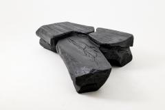 Logniture Sculptural Coffee Table Rustic Burnt Black Wood Carved Handmade Logniture - 4570358
