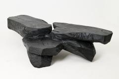  Logniture Sculptural Coffee Table Rustic Burnt Black Wood Carved Handmade Logniture - 4599964