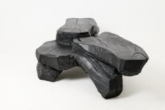  Logniture Sculptural Coffee Table Rustic Burnt Black Wood Carved Handmade Logniture - 4599965