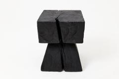  Logniture Sculptural Hardwood Side Table Stool Charred Wood Hand Carved Logniture - 4600039