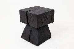  Logniture Sculptural Hardwood Side Table Stool Charred Wood Hand Carved Logniture - 4600040