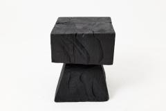  Logniture Sculptural Hardwood Side Table Stool Charred Wood Hand Carved Logniture - 4600041