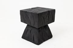 Logniture Sculptural Hardwood Side Table Stool Charred Wood Hand Carved Logniture - 4600043