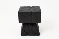  Logniture Sculptural Hardwood Side Table Stool Charred Wood Hand Carved Logniture - 4600044