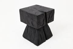  Logniture Sculptural Hardwood Side Table Stool Charred Wood Hand Carved Logniture - 4601770