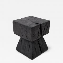  Logniture Sculptural Hardwood Side Table Stool Charred Wood Hand Carved Logniture - 4601771