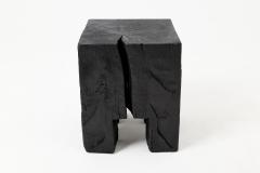  Logniture Sculptural Hardwood Side Table Stool Charred Wood Hand Carved Logniture - 4600048