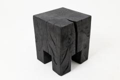  Logniture Sculptural Hardwood Side Table Stool Charred Wood Hand Carved Logniture - 4600049
