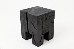  Logniture Sculptural Hardwood Side Table Stool Charred Wood Hand Carved Logniture - 4600050