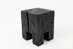 Logniture Sculptural Hardwood Side Table Stool Charred Wood Hand Carved Logniture - 4600051