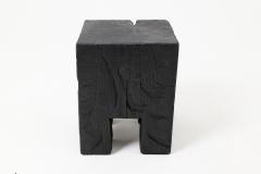 Logniture Sculptural Hardwood Side Table Stool Charred Wood Hand Carved Logniture - 4600053