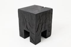  Logniture Sculptural Hardwood Side Table Stool Charred Wood Hand Carved Logniture - 4600055