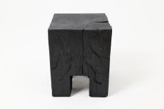  Logniture Sculptural Hardwood Side Table Stool Charred Wood Hand Carved Logniture - 4600056