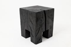  Logniture Sculptural Hardwood Side Table Stool Charred Wood Hand Carved Logniture - 4601772