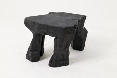  Logniture Sculptural Hardwood Stool Side Table Charred Wood Hand Carved Logniture - 4548929