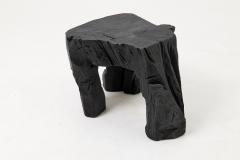  Logniture Sculptural Hardwood Stool Side Table Charred Wood Hand Carved Logniture - 4548933