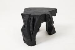  Logniture Sculptural Hardwood Stool Side Table Charred Wood Hand Carved Logniture - 4548934